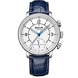 Dual Movement Intelligent Quartz Watch, Mixed Smart Reminder Pointer Business Watch,Blue