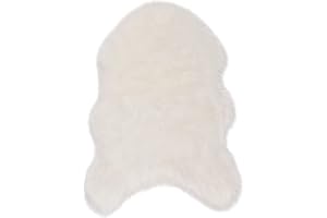 ‎WOLTU WOLTU Fellteppiche Schaffell, Kunstfell Lammfellimitat Teppich flauschig, Longhair Fell Optik, Dekofell für Stühle, Couch, Sofa Wohnzimmer Schlafzimmer Kinderzimmer, Weiß, 60x90 cm