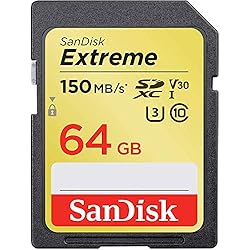 SanDisk Extreme 64GB SDXC - Tarjeta de memoria 150MB/s, Class 10, U3, V30