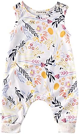 Baby Girl Sleeveless Sweet Floral Jumpers Rompers Bodysuit Playsuit Outfits (6-12 Month)