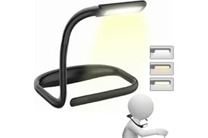 SAMLAK Lampara Lectura Para el Cuello, Luz Lectura, Luz Libro LED Rechargeable 1800mAh, Lampara Libro Cama Ajustable Brillo de 3 Colores, Reading Light Para Leer, Tejer, Reparar，Negro