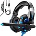 Produktbild kdorrku Gaming Headset für PS4 Xbox One PC, ONIKUMA mit Mikrofon Stereo Surround Gaming-Kopfhörer Professional Deep Bass Gaming Headphone Over-Ear-Kopfhörer LED Licht für Laptop Handy Tablet,Blau