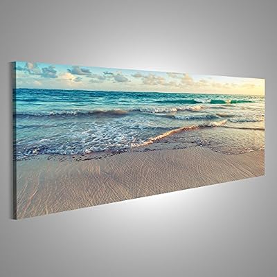 islandburner Tableau Tableaux sur toile Plage De Sable De La Mer Image sur toile - Images - Photo - Poster - Impression - déco murale - Format panoramique