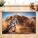 Produktbild WEIZHE Badezimmermatte mit blauem Himmel unter gelbem Rauchweiß für Motorrad-Anhänger Brave Rider-Badematte Anti-Rutsch-Bodeneingangsmatte für Kinder 40 x 60 cm Badezimmerzubehör