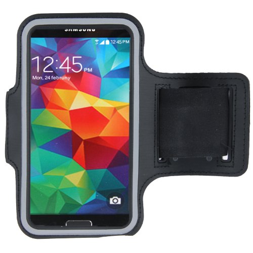 ElojaÂ® Sport Armband Neopren Tasche Armtasche, Schwarz Sportarmband HÃ¼lle Handytasche fÃ¼r Samsung Galaxy S7 S6 Edge S5 S4 S3 mit SchlÃ¼sselfach und praktischem Klettverschluss, jetzt mit VerlÃ¤ngerungsstrip