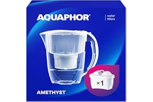 AQUAPHOR Amethyst biały dzbanek filtrujący z 1 filtrem MAXFOR+ I dzbanek 2,8 l I pasuje do drzwi lodówki I redukuje wapień i chlor I dzbanek filtrujący stołowy w stylu I