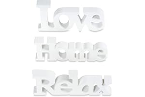 3er Set Schriftzug Holz Love Home Relax Weiß Aufsteller Buchstaben Bild Dekoration Deko