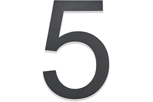 Hopelit Hausnummer, Hausnummer Anthrazit RAL 7016 Anthrazitgrau Feinstruktur Pulverbeschichtet, Hausnummer Edelstahl, Hausnummern Höhe 20cm - Schrift Arial - Ziffer 5