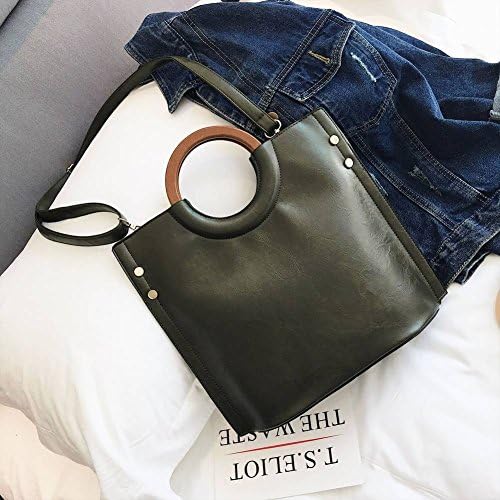 Female Handbags round Wooden Handbag Simple Large Capacity Wild Shoulder Bag , green