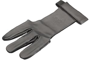 ‎ELTORO elToro Black LARP Schießhandschuh – traditioneller Bogenschießhandschuh aus Leder – doppelt verstärkte Fingerspitzen – Verstellbarer Klettverschluss – für Rechts- & Linkshänder