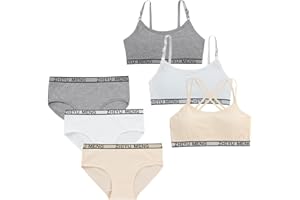 Bevalsa Lot de 3 Ensemble Brassière Fille de 10 à 16 Ans Fille Brassiere Soutien-Gorge Sport+Culotte