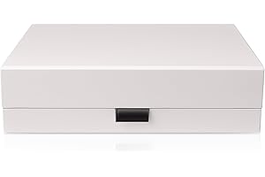 Thepaperbagstore 1 Light Grey Extra Large Luxury Magnetic Gift Box - 42x32x12cm - Easy Assembly Magnetic Closure/Lid & Ribbon Tab - Suitable for Weddings, Bridal Showers, Presents and Corporate Gifts