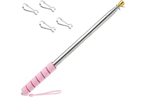Qiuboluny Asta telescopica portatile con clip, asta per bandiera portatile, leggera, estensibile, in acciaio inox, per insegnanti, con impugnatura antiscivolo (rosa)