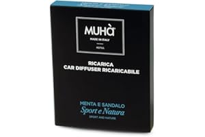 MUHA' | Profumatore Auto Ricarica, Fragranza Menta e Sandalo, Rilascio Graduale di Profumo