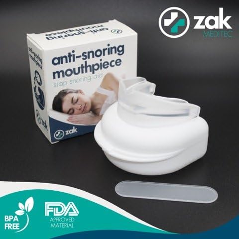 ZAKmeditec Anti-Snoring Mouthpiece - Customisable Anti-Snoring Device - Effective Snoring Solution - Mouth Guard Protects Against Bruxism (Teeth Grinding) - Travel Case Included - Translucent -