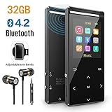 mp3 player kinder mit lautsprecher 【Speicher Touch-Tasten und Alarm】32 GB Interner Speicher und Unterstützung max 128 GB Micro sd karte, Diese Funktionen Können Sie einstellen, Auch Wenn Sie Handschuhe oder Armband Tragen. Die Alarm-Funktion Erinnert Sie Rechtzeitig. Der MP3-Player ist mit Metallgehäuse in Schwarzer Farbe und mit matter Oberfläche. Musrun Verbindet Musik und Laufen, eine Schöne Geschenkidee.