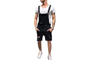Pejihota Hombre Mono Denim Bib Mono Negro Cartas de la Moda Ropa de Trabajo Ajustable Slim Fit Jumpsuit con bolsillos