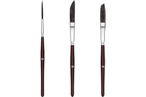 KIKIGOAL Pennello per pinstriping Kit 3 dimensioni (01, 02, 03) - Pennelli a strisce ad alte prestazioni con tazza di vernice, pinstriping, capelli scoiattolo, segno, lettering, forniture d'arte professionali