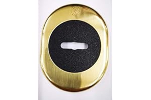 SECUREMME Boquilla roseta para puerta blindada, placa para llave de doble mapa de latón pulido 82 x 62
