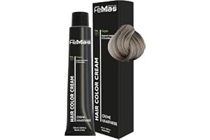 FemMas Hårfärg, ljusblond, aska, intensiv 9.11, professionell kräm med arganolja, keratin och ceramider, permanent färg eller