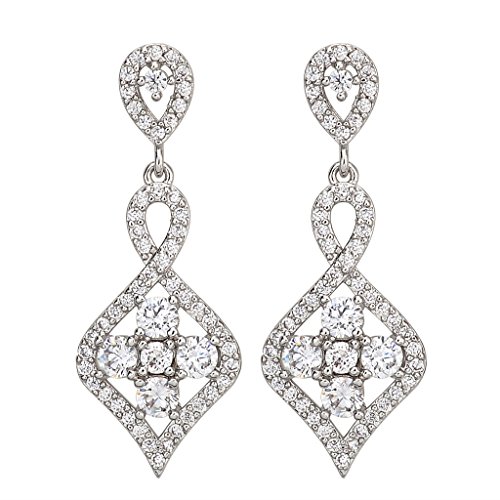 EVER FAITH® Damen CZ Art Deco 8-Form Knot Chandelier Dangle Ohrringe klar Silber-Ton