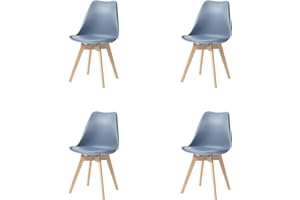 HJhomeheart Sedie Sala da Pranzo, Set di 4 Sedie, Gambe in legno massello, Design Nordico Ergonomico, Sedie Cucina, Sedie Moderne (Blu Scuro-4)