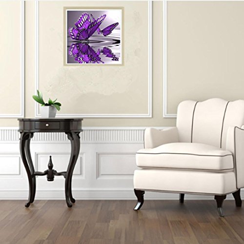 Igemy 30*30cm Schmetterling Blumen Diamant Stickerei 5D Diamant DIY Malerei Kreuz Stich Kunsthandwerk (30*30cm) - 4