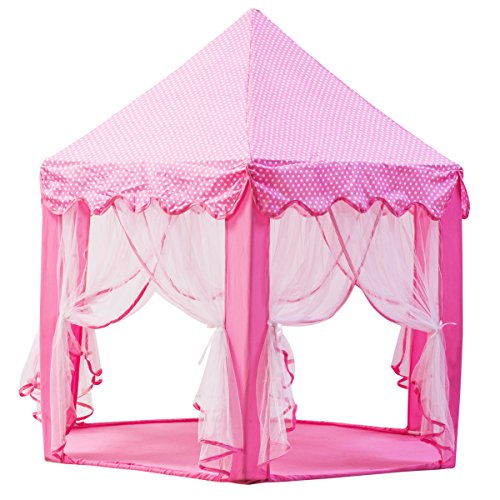 DeceStar Cute Pink Princess Castle Kids Indoor Playhouse, Comes with the Light