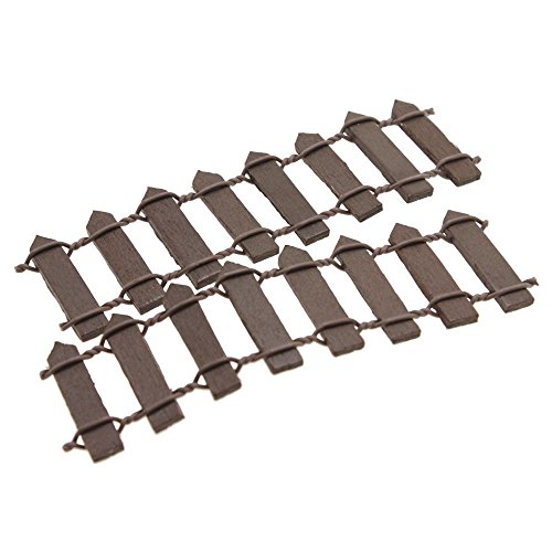 Holz Handwerk Miniatur Garten Rasen Verzierung Zaun Landschaft Dekoration Geschenk Kaffee-Farbe - 4