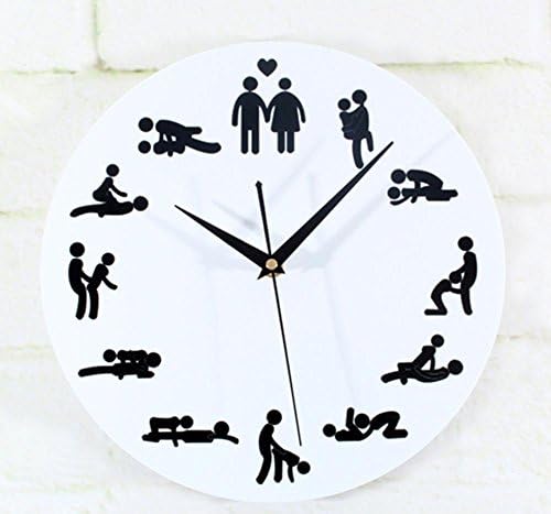 Wall Clock Funny for Young Couple in Love , 12 inches , white