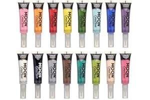 Farba do twarzy i ciała z aplikatorem pędzla Moon Creations - 15 ml - zestaw 16 kolorów