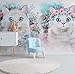 Produktbild Nordische minimalistische Blume Kätzchen Kinderzimmer Dekoration Wand benutzerdefinierte großes Wandbild Tapete Wandbild