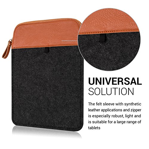 kwmobile Tablettasche Filz Sleeve für 9,7 – 10,1″ Tablet – Tablet Schutzhülle Tasche Case Hülle in Dunkelgrau Braun Innenmaße: ca. 27 x 19,5 cm - 3