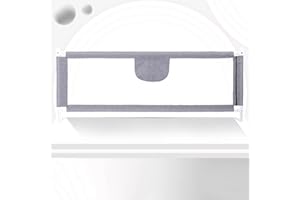 LANTUS Barrière de lit de 200 cm - Protection Contre Les Chutes - Réglable en Hauteur- Barrière de lit pour Tout-Petits - Barrière de lit avec Filet aéré - Sûr, Facile à monter-2m-gris