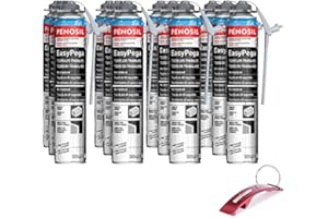 BRICOLEMAR Kit Espuma Poliouretano Adhesivo Universal EasyPega con Cánula 12 Botes de 750ml Gris + Llavero/Abrebotellas de Regalo (12 Botes EasyPega + Llavero de Regalo)