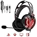 Produktbild ONIKUMA PS4 Gaming Headset 7.1 - Gaming-Headset Spiel-Headset mit lärmreduziertem Mikrofon, Leichtgewichtige Over-Ear Kopfhörer mit LED, Mikrofon Lautstärkeregler für PS4 Xbox One PC Switch