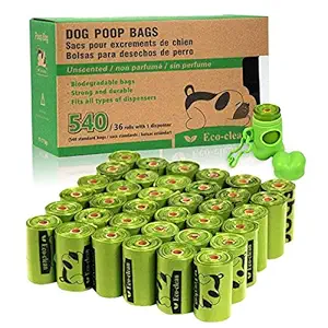 Poop Bags Biodegradable, 36 Rolls/540 Bags with Dispenser, Dog Waste Bags, Unscented, Leak-Proof, Easy Tear-Off