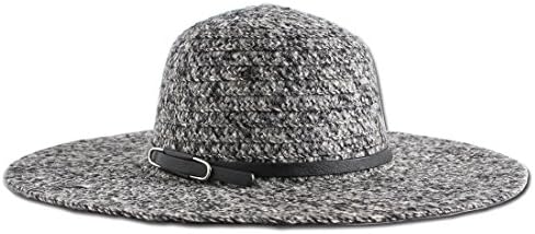 YUUVE Women’s Mohair Fedora Hat Wide Brim with Strap Caps Autumn&amp;Winter Grey