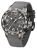FIREFOX Herren- Armbanduhr Chronograph analog Quarz Edelstahl Silikonarmband Zifferblatt grau 10 ATM wasserdicht FFS240-104