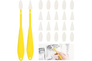 GEFIRE 2 Stück Malmesser, 20 Stück Austauschbarer Schwamm, Spachtel Acrylmalerei Malmesser für Acrylfarben Knetradiergummi, Spachtel Set, Palette Messer Set für Künstler Ölgemälde, Acrylmalerei
