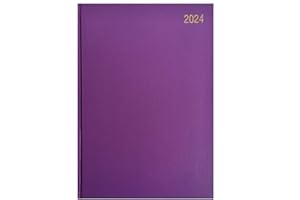 ANKUSH 2024 A4 Diary One Day to Page Hardback Casebound Cover Diary with Full Saturday & Sunday Page Ribbon Marker DAP Year Planner for Business, Office, Home, Traveling, Appointments (Purple)