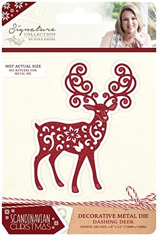 Sara Signature Collection Scandinavian Christmas Die-Dashing Deer, Metal, Silver, 16 x 11 x 0.5 cm