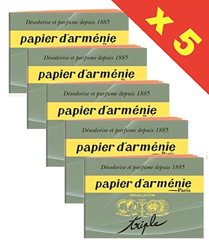 Papier d'armenie - Armenisches Papier - 5 x Briefchen von 12 Blätter 3 Streifen.