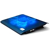 NK Portable Cooler Base &ndash; 12-17 Inch Laptop Fan with Stand, 4 Quiet Fans, 2 USB Ports, Fast Cooling, Blue LED Light &ndash; Black