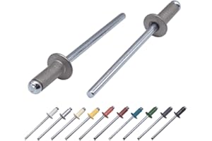 MARCOPOL Lot de 500 rivets aveugles peints 4 x 8 mm Tête bombée DIN 7337 Rivet en aluminium et mandrin en acier Rivets pop (500, gris aluminium RAL 9007)
