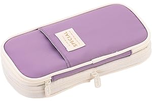 iSuperb Uchwyt na ołówki piórnik studencki ołówek torba do przechowywania płótno uchwyt na długopis super duża pojemność piórnik organizer na artykuły pa torby na ołówki, Ciemny fiolet,