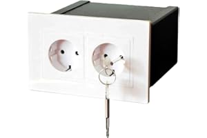 AL BADIL Caja fuerte de pared, perfecta imitación de enchufe estándar europeo 220 V - llave
