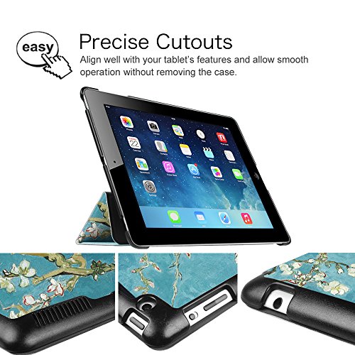Fintie Apple iPad 2/3/4 Hülle Case – Ultra Slim Superleicht Schutzhülle Smart Shell Cover Tasche Etui mit Auto Schlaf / Wach und Standfunktion für Apple iPad 2 / iPad 3 / iPad 4 Retina, Mandelblüten - 3