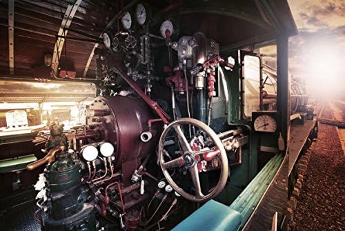 Hollyberry Home Steam Engine Glass Art, Multicolour, 88 x 128 x 5 cm