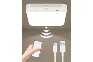 NEEMOSI Lampada da soffitto LED con sensore di movimento - Lampada da soffitto ricaricabile 6000 mAh, installazione magnetica, 3 temperature di colore, intensità regolabile, USB, senza fili - con